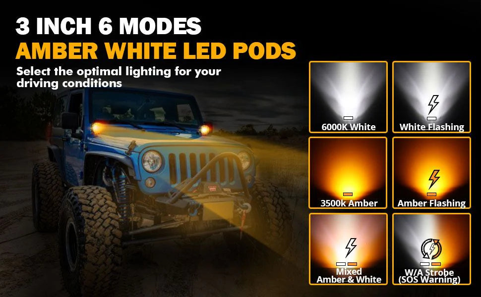 Auxbeam 3" Light Pods - white and amber modes