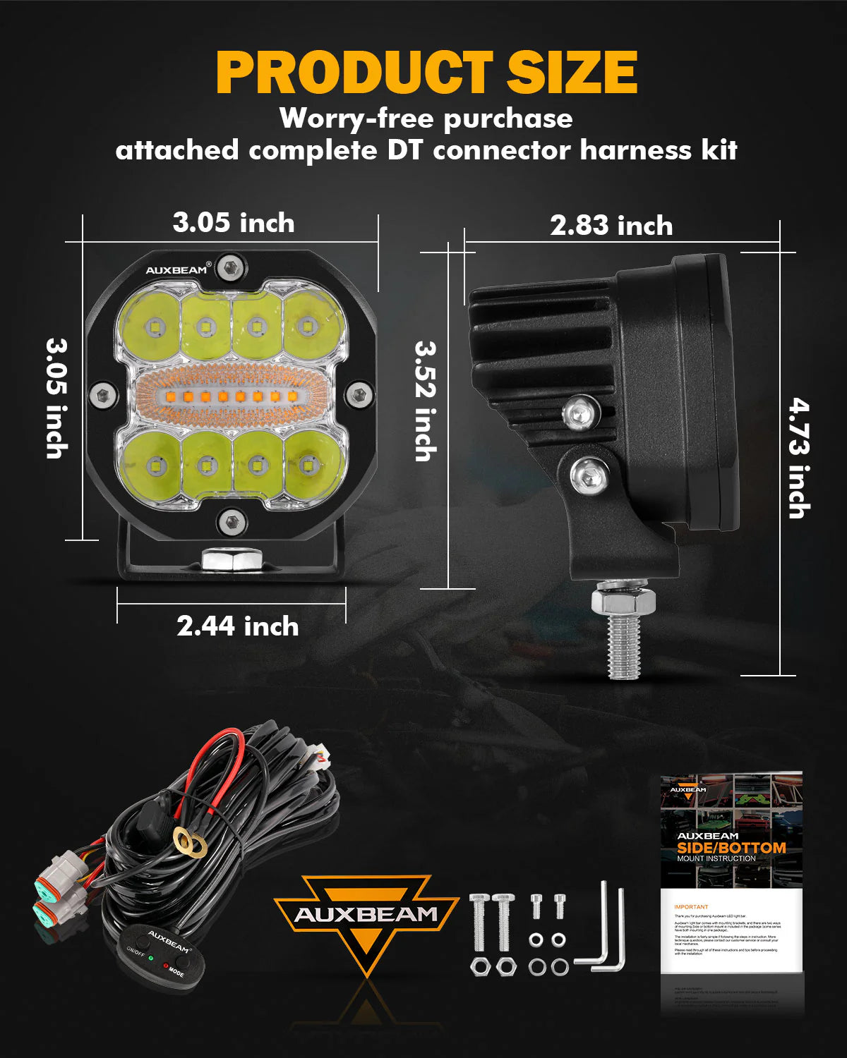 Auxbeam 3" Light Pods - white and amber modes